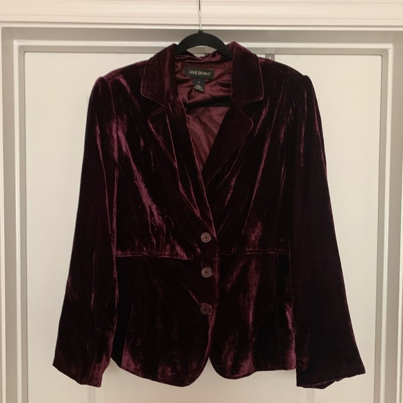 Lane Bryant Fit Burgundy Velvet Blazer, size 18 - Picture 5 of 8